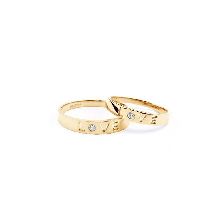 Alliances Love - Alliances Duo d'or jaune - Diamants - 3