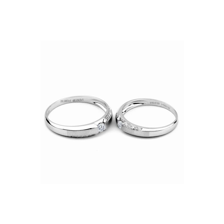 Achat alliances mariage - Alliances Solitaires Duo - Platine, diamants - 2