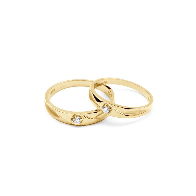Alliances diamants or jaune - Alliances Duo - 2