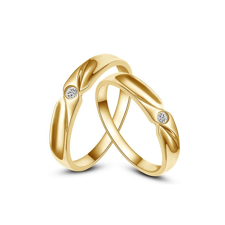 Alliance originale or jaune - Alliance Couple - Diamant - 1