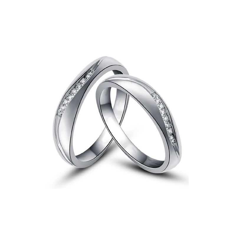 Alliances or mariage - Alliances diamants - Or blanc, Couple - 1