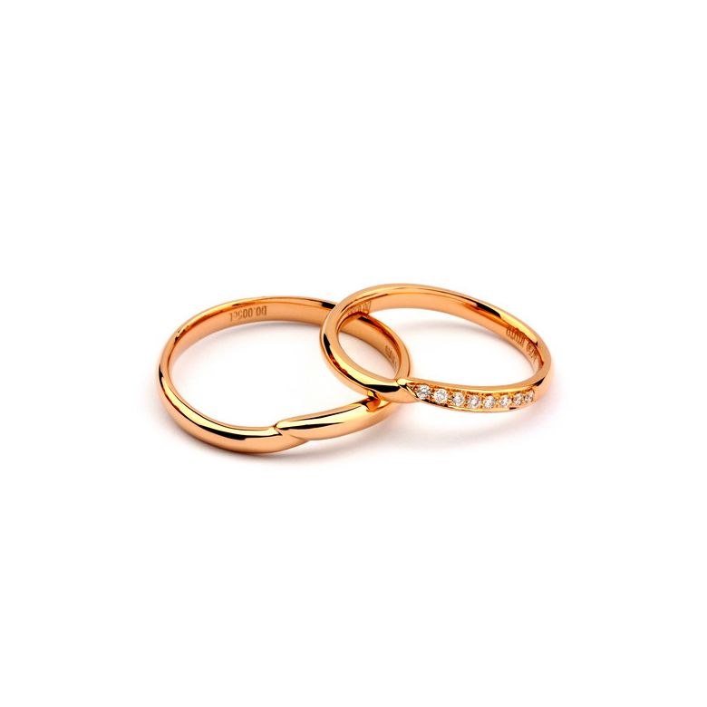 Alliance or rose diamants - Alliance Femme - 2