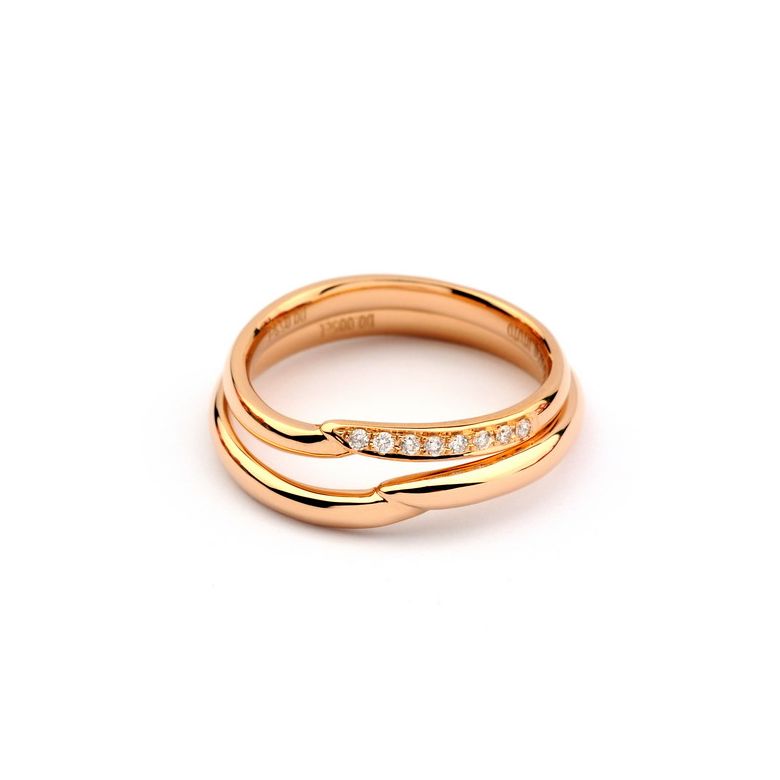 Alliance or rose diamants - Alliance Femme - 3