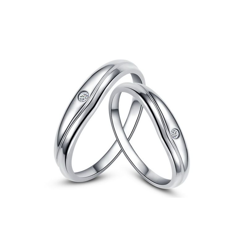 Modèles alliances mariage - Alliances duo classiques - Or blanc, diamants - 1