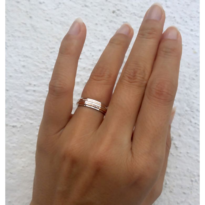 Alliance 2 ors Femme - Or blanc poli et jaune brossé - Diamants - 2