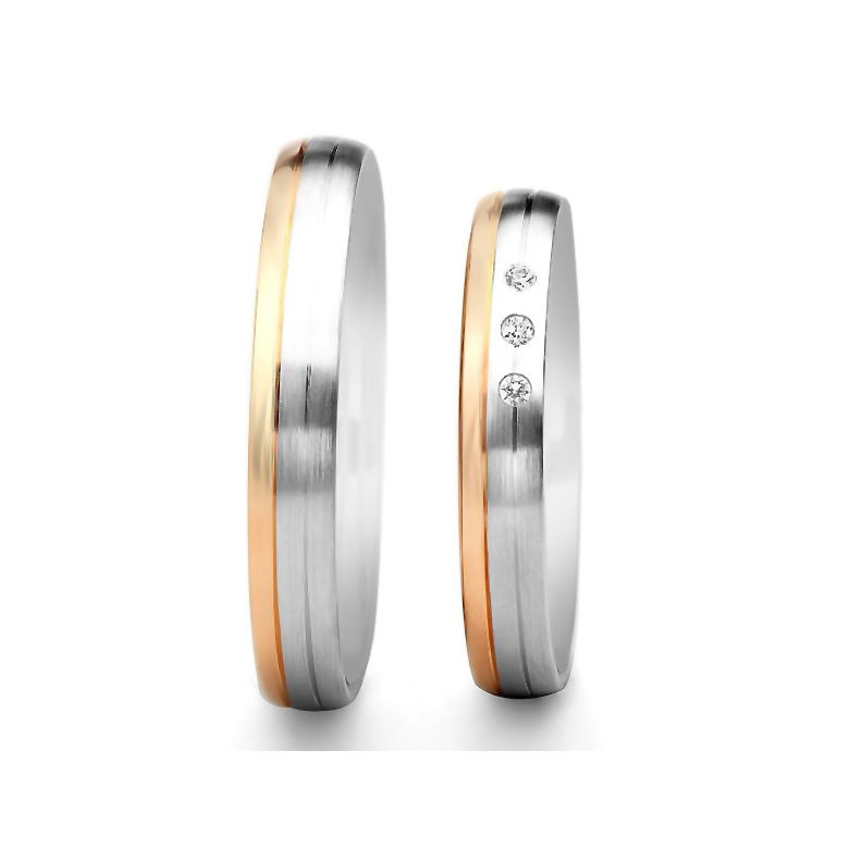 Bijoux alliances mariage - Alliances couple - 2 Ors  - Diamant - 4