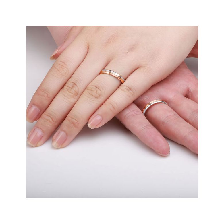 Alliance Or Rose & Blanc - Bague créative pour Femme - Diamants clos - 2