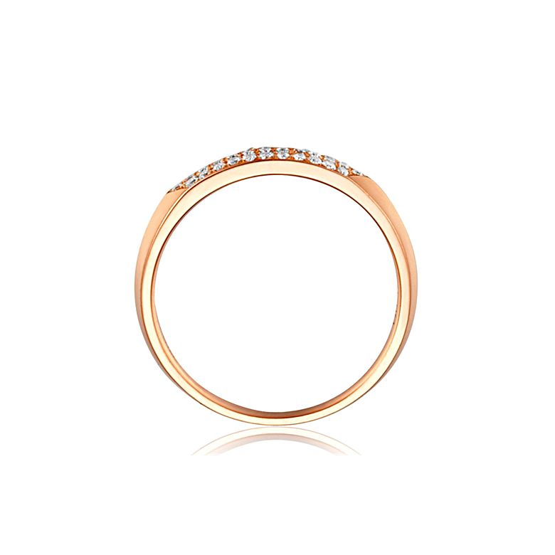 Alliance biseautée pour elle. Or rose, diamants pavés | Louise - 5