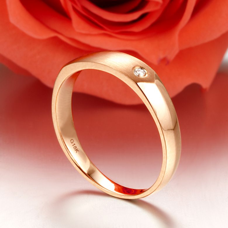Alliance homme taillée en oblique - Or rose 750/1000, Diamant | Gabriel - 4