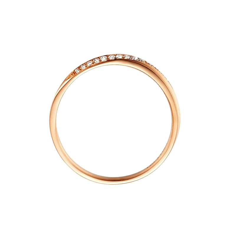 Alliance Or rose 18cts, diamants. Sertissage formant une ondulation | Aurelia - 7