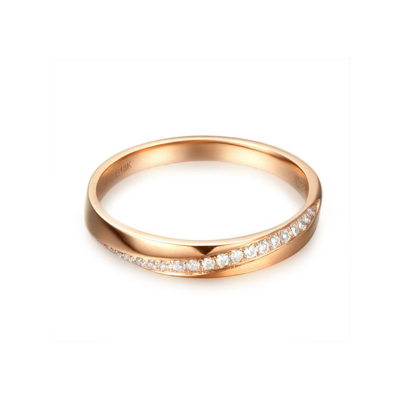 Alliance Or rose 18cts, diamants. Sertissage formant une ondulation | Aurelia - 6