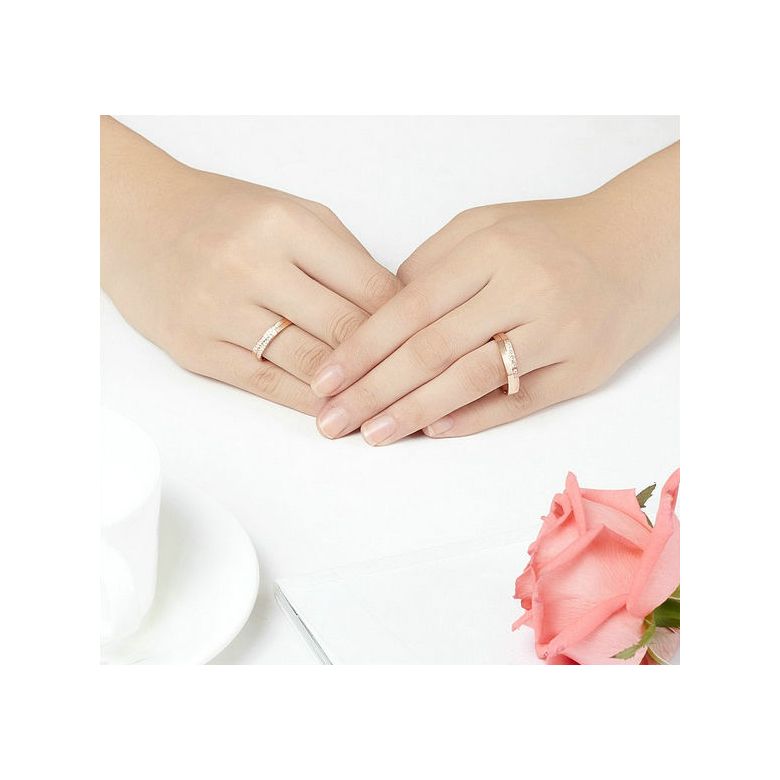 Alliance mariage 2 anneaux en 1. Femme moderne Or rose - 4