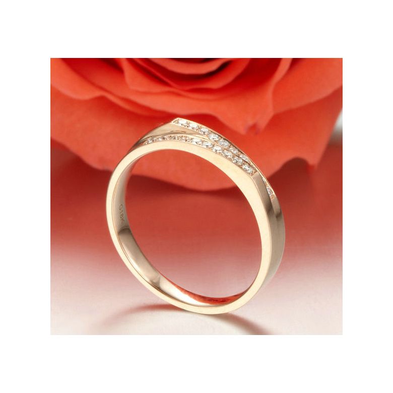 Alliance mariage 2 anneaux en 1. Femme moderne Or rose - 3