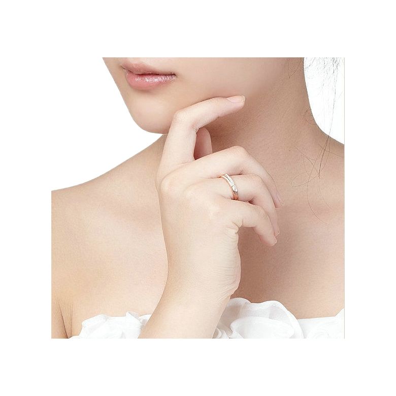 Alliance mariage 2 anneaux en 1. Femme moderne Or rose - 2