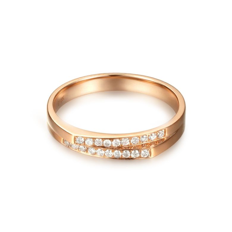 Alliance mariage 2 anneaux en 1. Femme moderne Or rose - 5