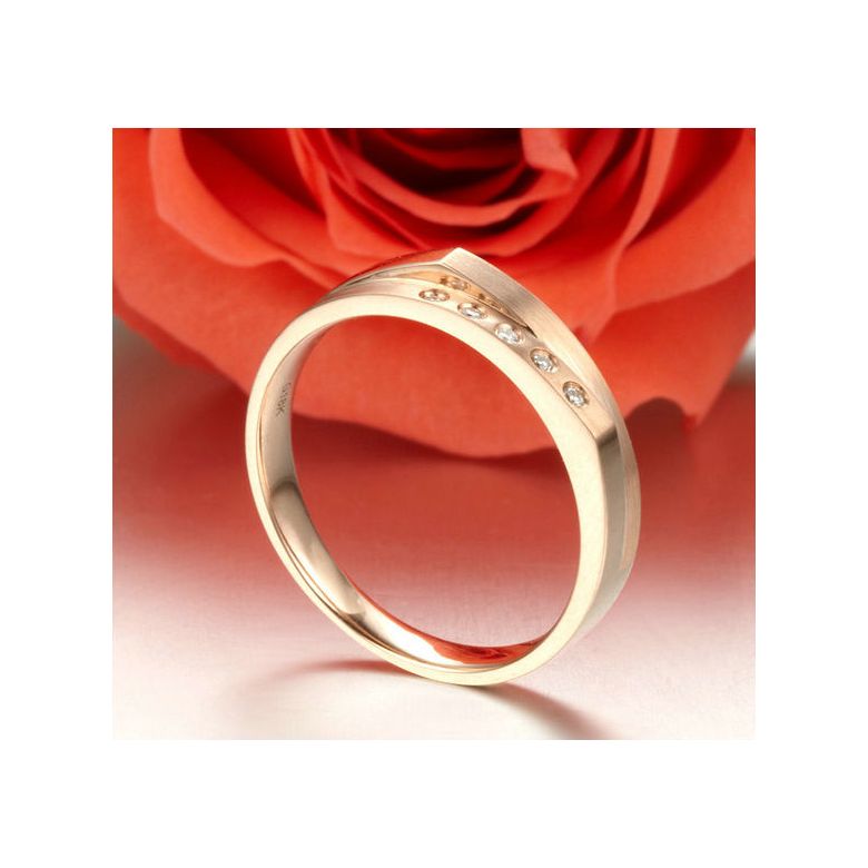 Alliance mariage 2 anneaux en 1. Homme moderne Or rose - 3