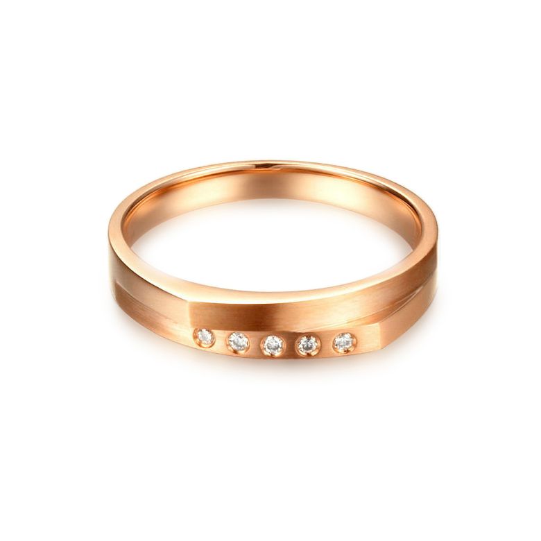 Alliance mariage 2 anneaux en 1. Homme moderne Or rose - 4
