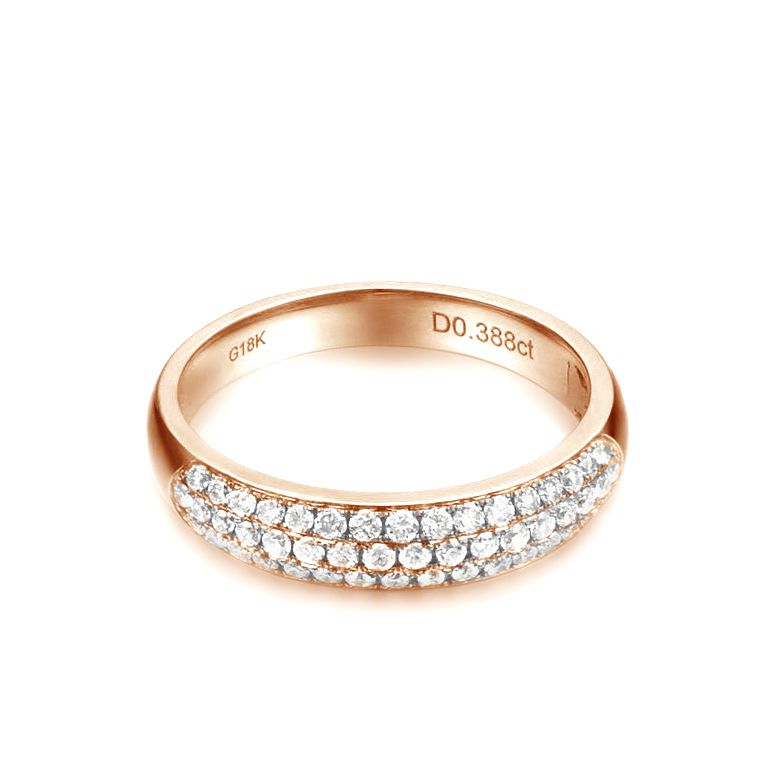 Alliance bombée Or rose 18 carats. 49 diamants 0.375ct | Adriana - 6