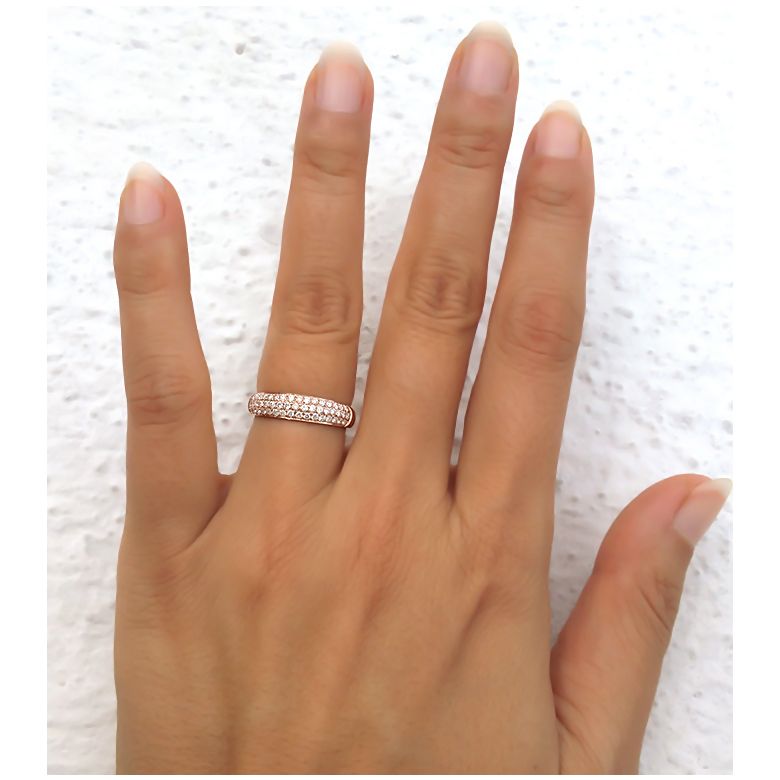 Alliance bombée Or rose 18 carats. 49 diamants 0.375ct | Adriana - 4
