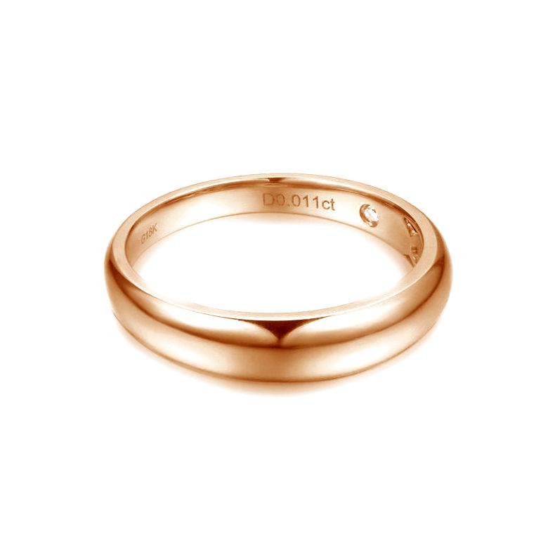 Alliance bombée Or rose 18 carats Messieurs. 1 diamant 0.010ct | Corey - 3