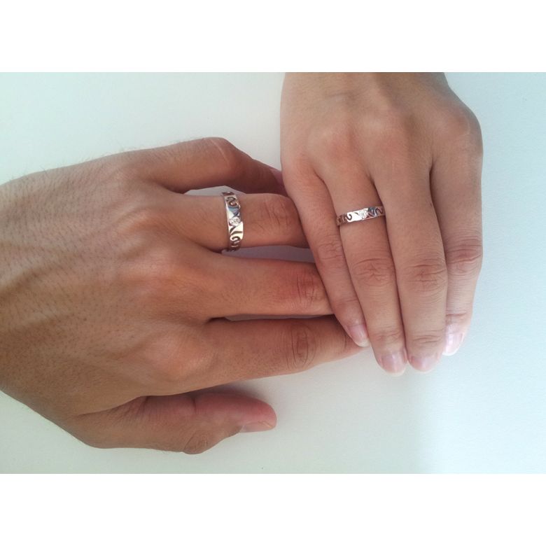 Mon alliance de mariage - Alliance originale or blanc, diamant - Homme - 2