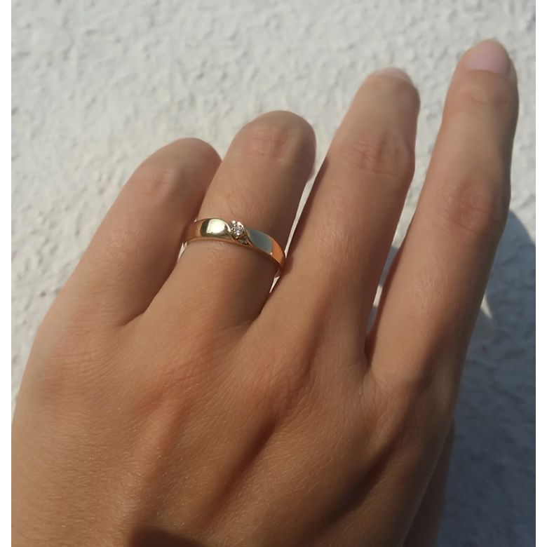 Alliances mariage en or - Alliances Duo - Or jaune 18 carats - Diamant - 2