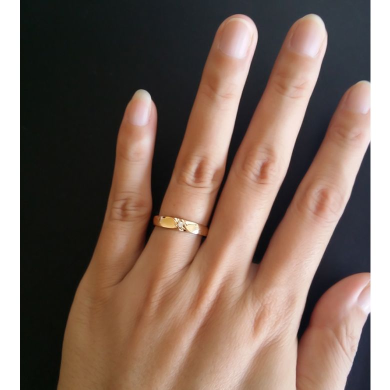Alliances mariage en or - Alliances Duo - Or jaune 18 carats - Diamant - 4