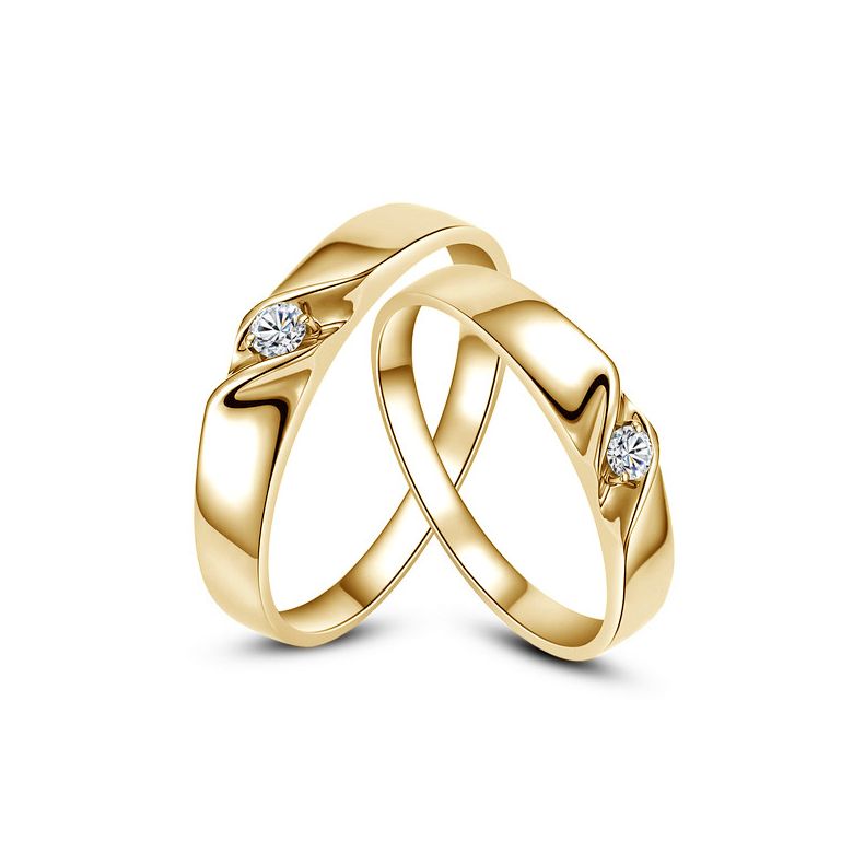 Alliances mariage en or - Alliances Duo - Or jaune 18 carats - Diamant - 1