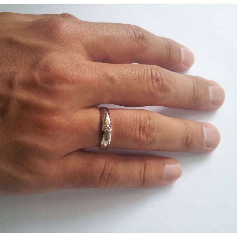 Alliance solitaire or blanc - Bague alliance diamant pour Homme | Marquis - 2