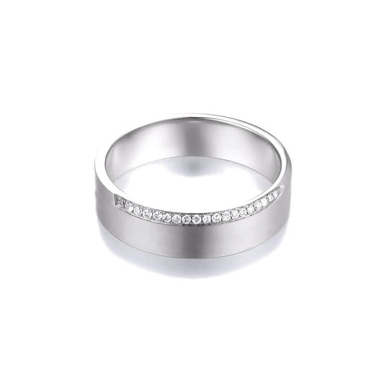Alliance Clizia - Or Blanc Brossé 18cts pour Femme - Liseré de 19 Diamants | Gemperles - 3