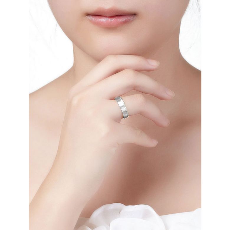 Alliance Clizia - Or Blanc Brossé 18cts pour Femme - Liseré de 19 Diamants | Gemperles - 6