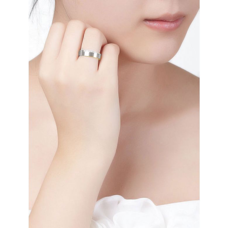 Alliance Clizia - Or Blanc Brossé 18cts pour Femme - Liseré de 19 Diamants | Gemperles - 7