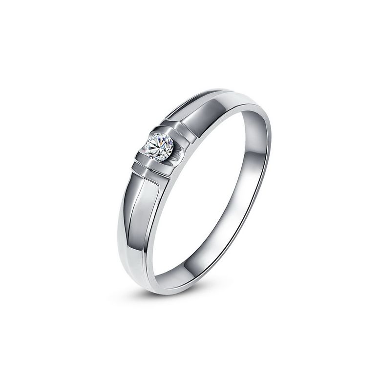 Alliance solitaire sophistiqué - Alliance femme - Platine, Diamant | Constance - 1