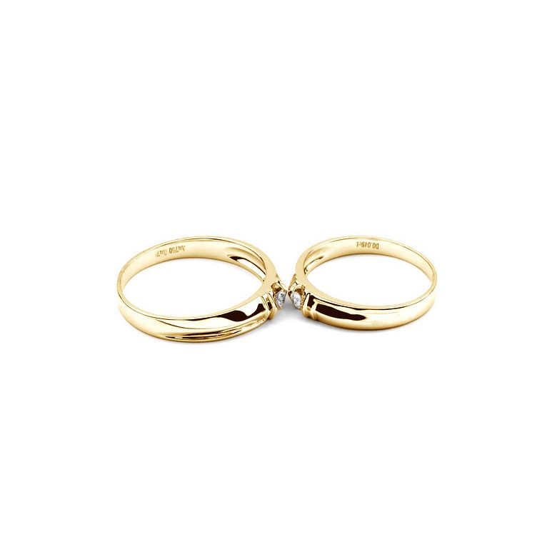 Alliances solitaires sophistiqués. Alliances duo. Or jaune, Diamants | Constance & Schubert - 4