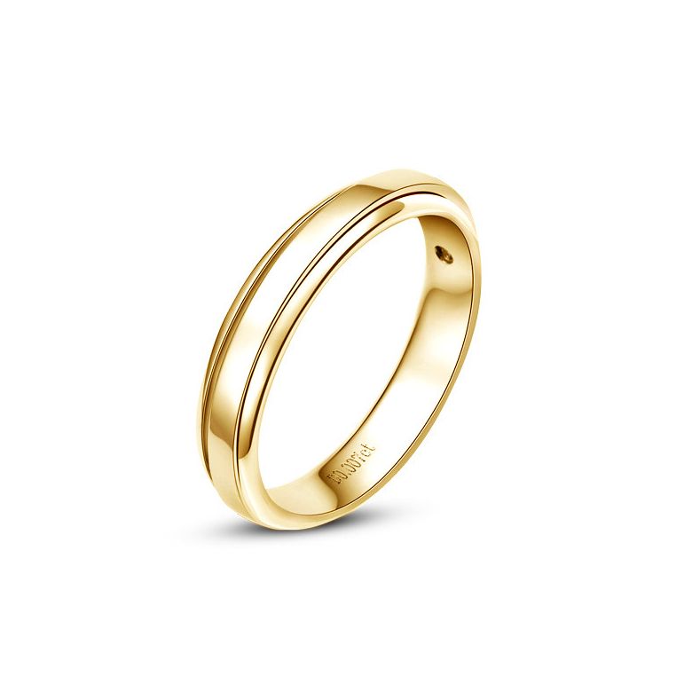 Anneau d'or jaune 750/1000 - Alliance androgyne Femme - Diamant | Annabelle - 1