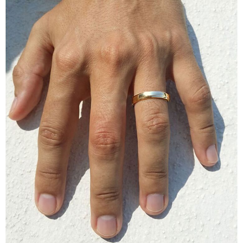 Bague Homme - Alliance de fiançaille - Or jaune - Diamant 0.006ct - 1