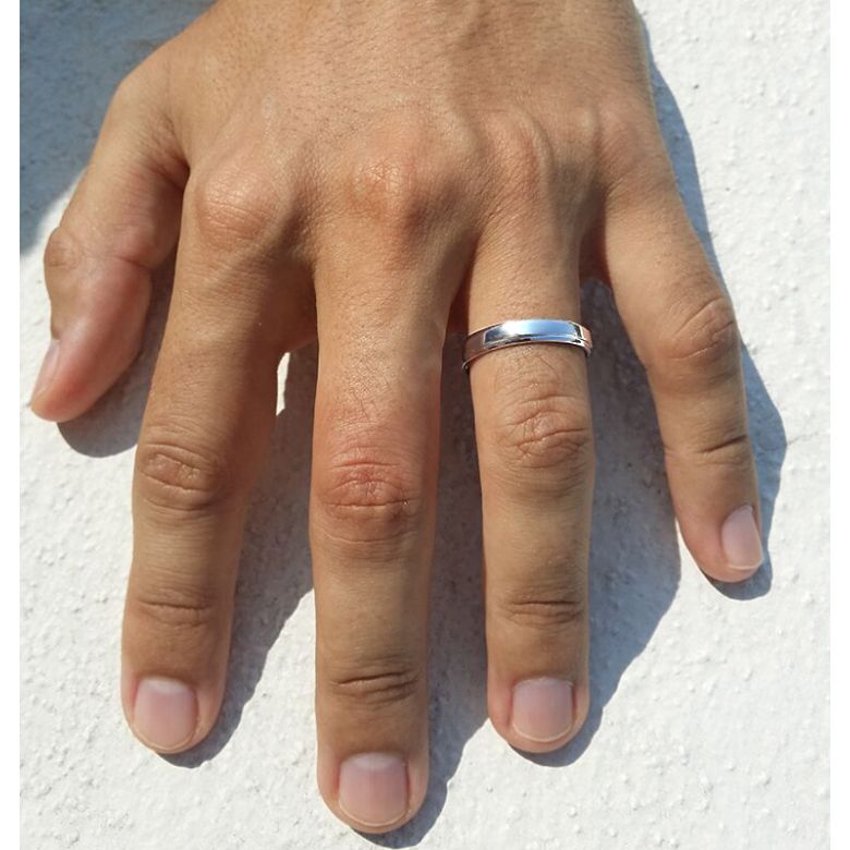 Anneaux d'or blanc 750/1000. Alliances androgynes duo. Diamants | Madeline & Horizon - 2