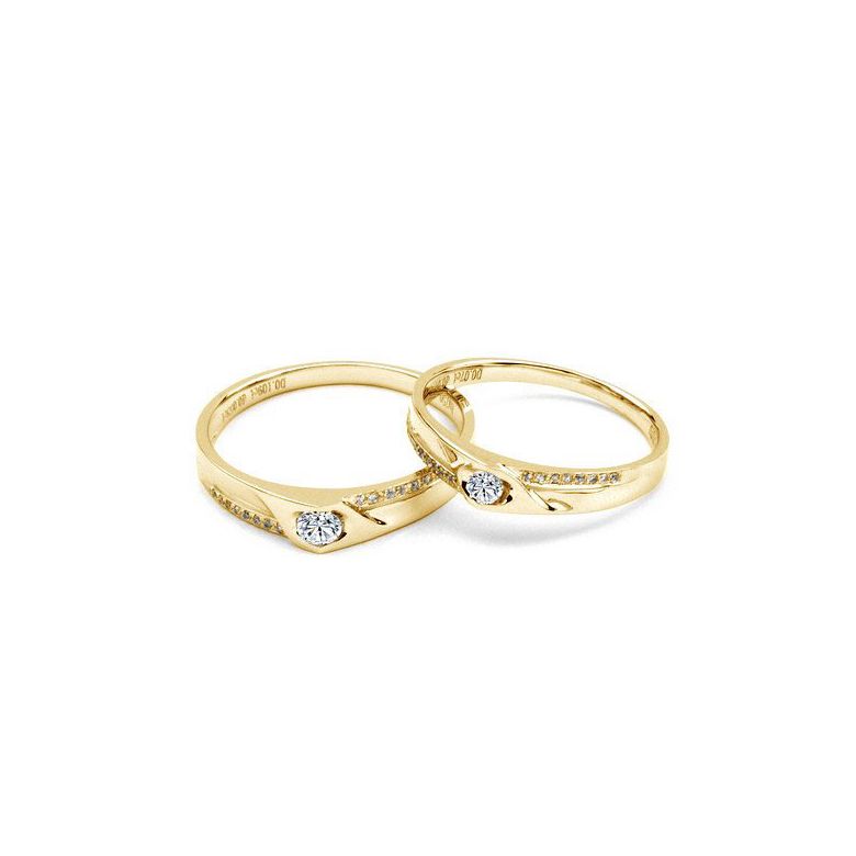 Alliances Duo solitaires diamants - Alliances modernes Or jaune 18cts - 2