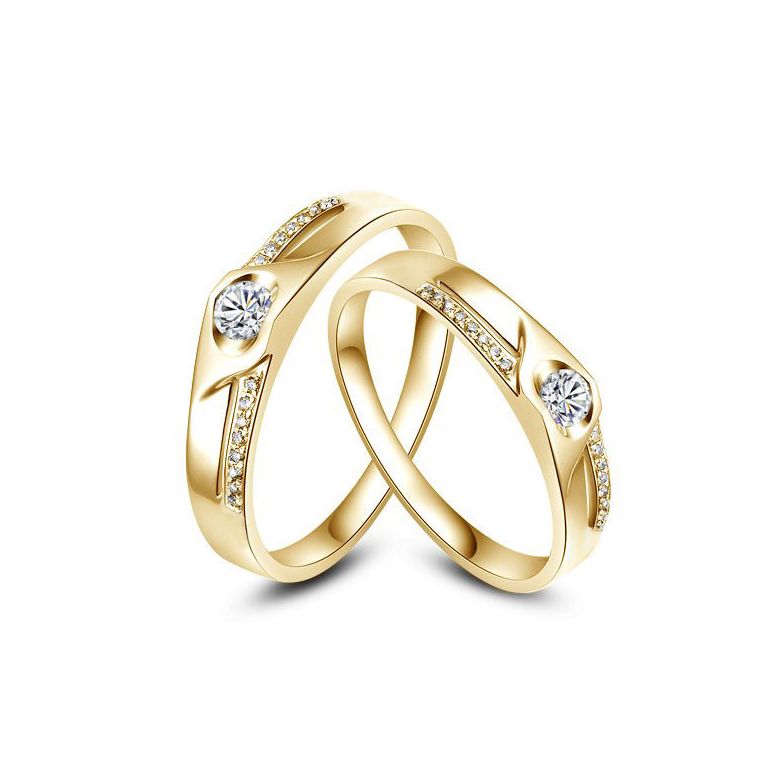 Alliances Duo solitaires diamants - Alliances modernes Or jaune 18cts - 1