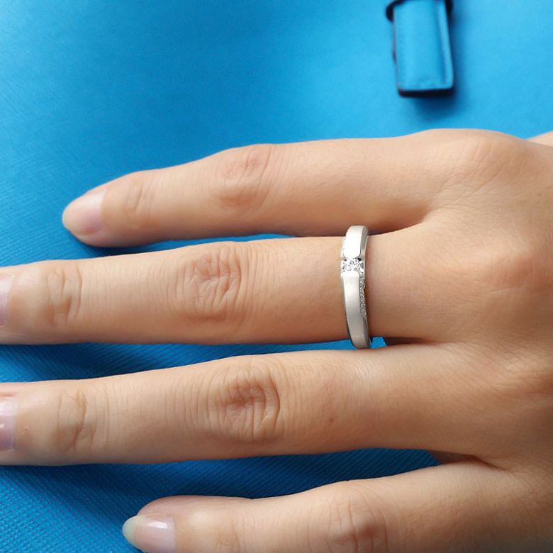 Achat alliance mariage - Alliance Solitaire Femme - Platine, diamants | Garland - 2