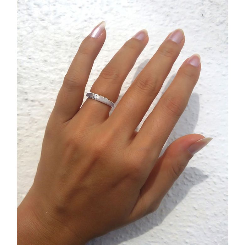 Achat alliance mariage - Alliance Solitaire Femme - Platine, diamants | Garland - 4