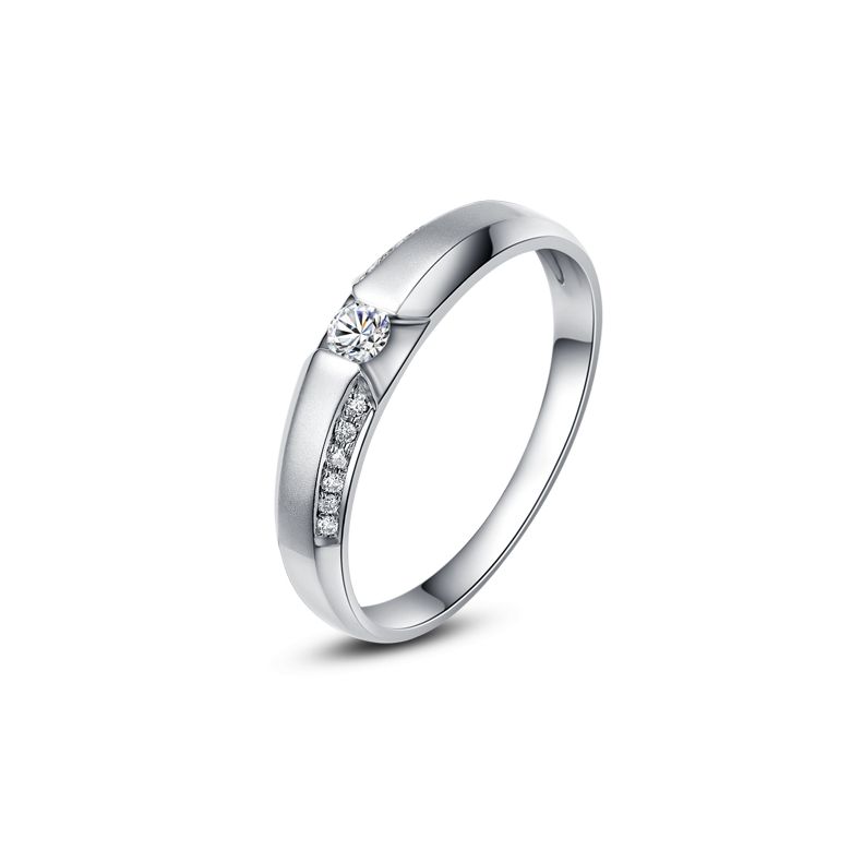 Achat alliance mariage - Alliance Solitaire Femme - Platine, diamants | Garland - 1