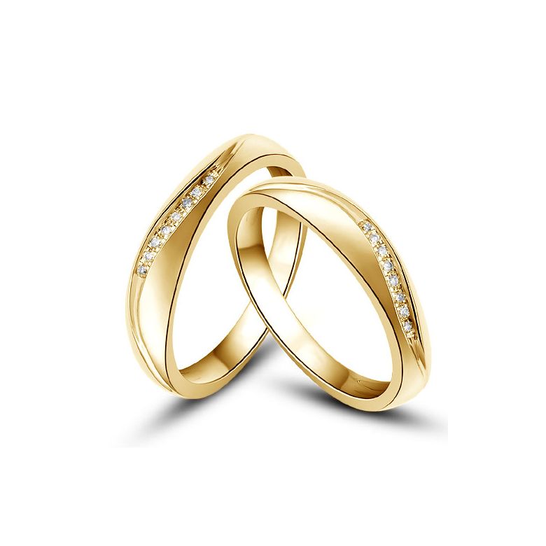 Alliances or mariage - Alliances diamants - Or jaune, Couple - 1