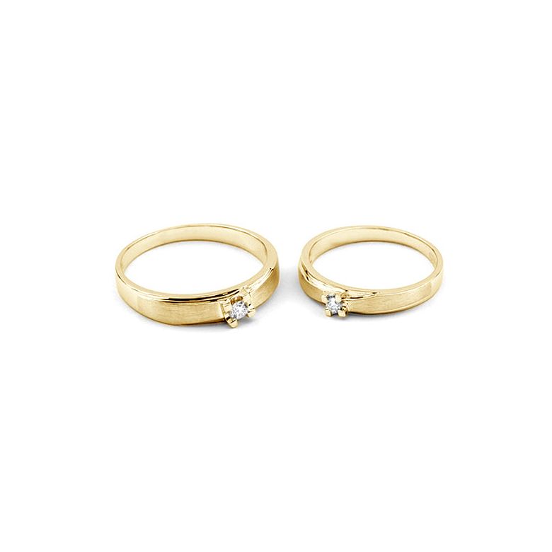 Alliances solitaires or - Alliances Duo - Or jaune - Diamants - 4