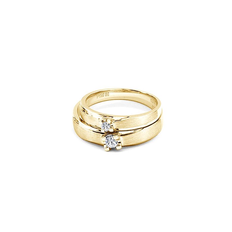 Alliances solitaires or - Alliances Duo - Or jaune - Diamants - 3