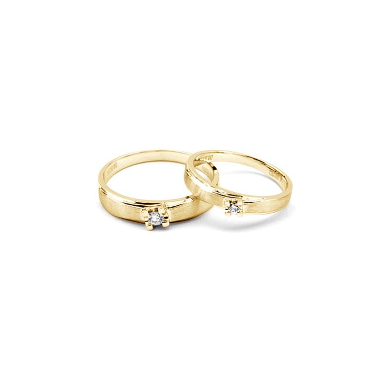 Alliances solitaires or - Alliances Duo - Or jaune - Diamants - 2