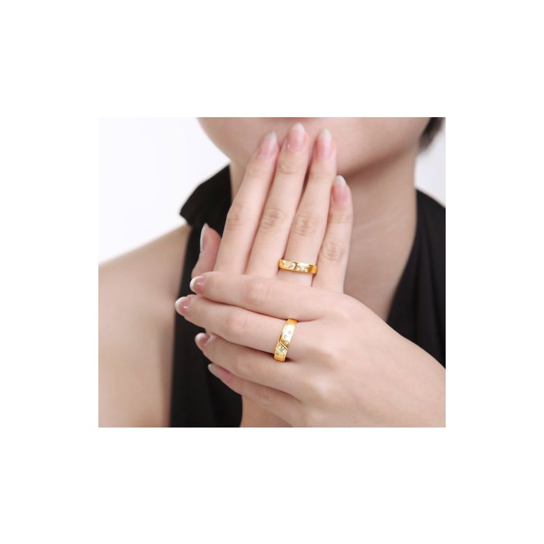 Bagues alliances constellations diamantées - En or jaune 18cts - Duo - 3
