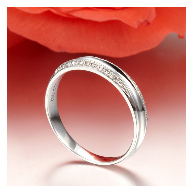 Alliance Femme. Or blanc. Diamants 0.11ct - 5