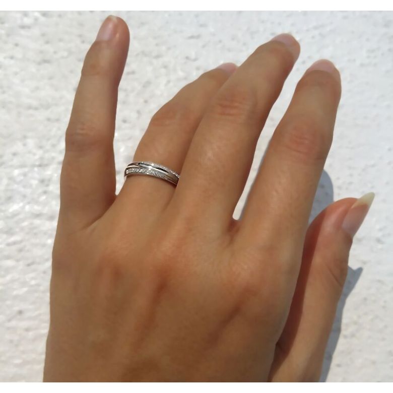 Alliance Femme. Or blanc. Diamants 0.11ct - 4