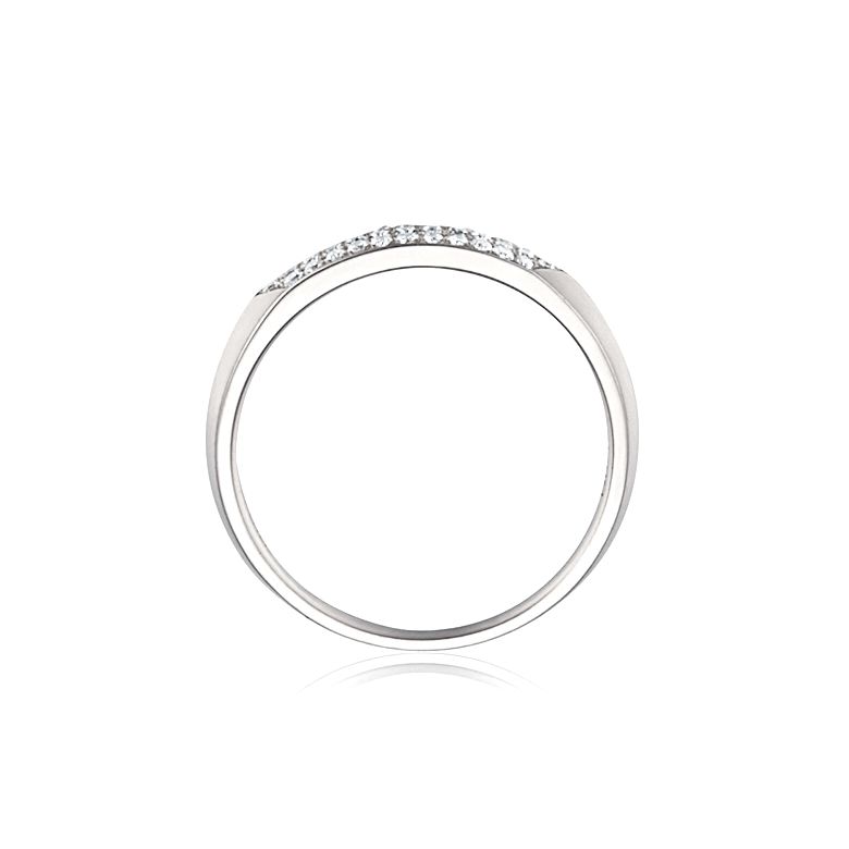 Alliance en biseau pour elle. Or blanc, diamants pavés | Mélancolique - 4